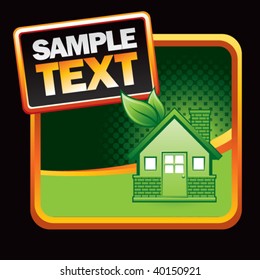 green house on stylized banner