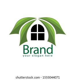 Green House on white background. Abstract house logo. logo vector illustration
