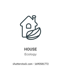 Green house outline vector icon. Thin line black green house icon, flat vector simple element illustration from editable ecology concept isolated stroke on white background