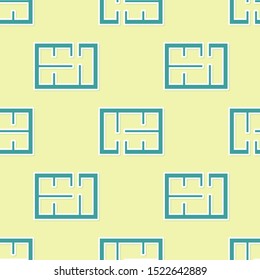Green House plan icon isolated seamless pattern on yellow background.  Vector Illustration
