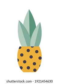 Green house plant in flat style in a pot vector icon. Houseplants isolated on white background. National Gardening Day. Stylish decor. Plants in stylish pots