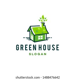 green house property logo leaf tree icon vector template Eco sign illustration on white background