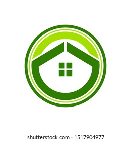 Green House Shape Modern Emblem Graphic