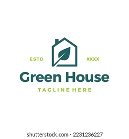 Green house simple logo design vector illustration