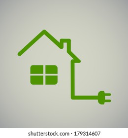 green house with socket, electricity, illustration, energy.