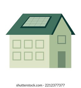 grünes Haus mit Solarpaneelen