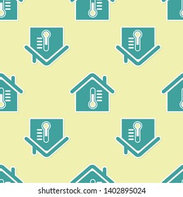 Green House temperature icon isolated seamless pattern on yellow background. Thermometer icon. Vector Illustration