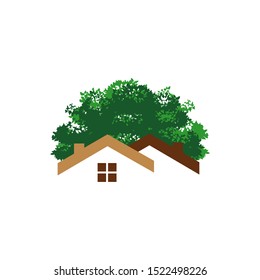 green house and tree building logo design vector symbol sign illustrations