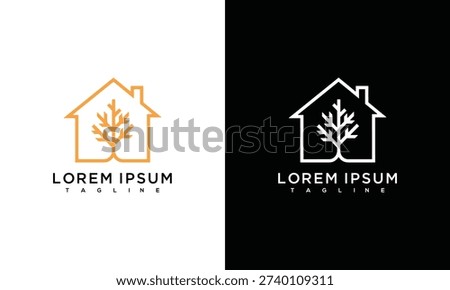 Green House Tree Logo Design for Real Estate Eco-Friendly Home and Sustainable Property.