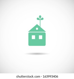 Green house vector icon