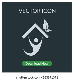 Green house vector icon
