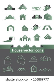 Green house vector Icons 2