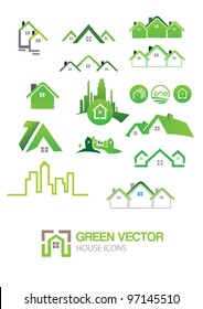 Green house vector Icons