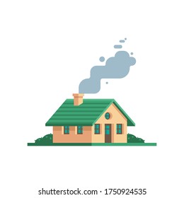 Ilustración vectorial de la Casa Verde, casa de diseño plana aislada sobre fondo blanco