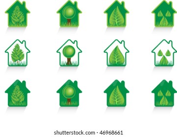 Green house vector illustration isolated over white background and groups, vector illustration