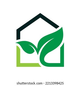 Green House Vector Logo Design Template