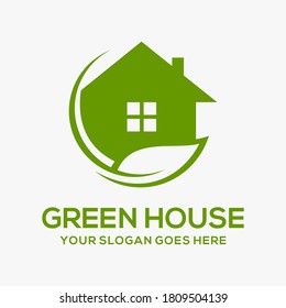 green house vector logo illustration perfect good for nature logo buildings flat color style with and green.