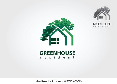 Green House Vector Logo Template. This logo symbolizes a neighborhood, protection, peace, growth, and care or concern to development, or some things that close with nature, ecological and environment.