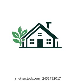 Green house vector logo template. Vegan symbol, eco logo