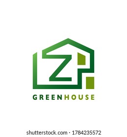 Green House Z Letter Logo Line  Template Design for Building Real Estate Business Identity Logo Icon.