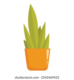 Planta de casa verde crescendo em vaso laranja com fundo branco