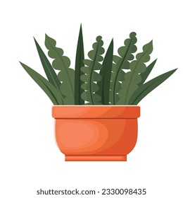 Green houseplant illustration over white