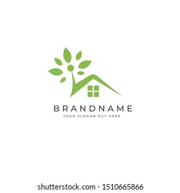 Green house/property logo design template vector