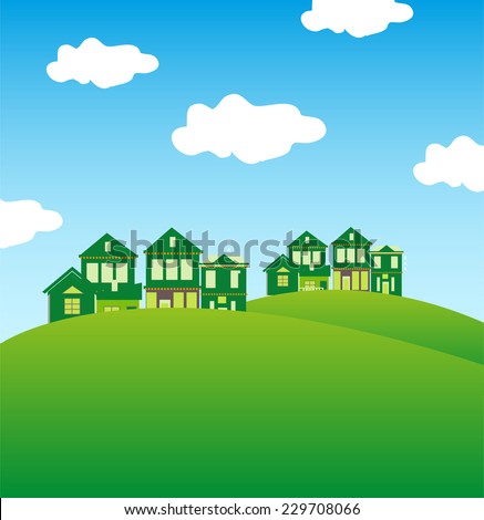 Green houses landscape background