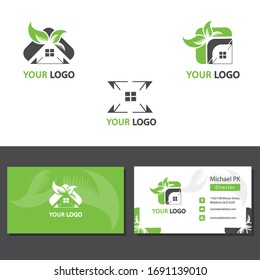 Green houses logo vector .