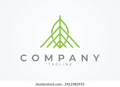 Green housing logo. leaf with house combination. flat design logo template. vector illustration