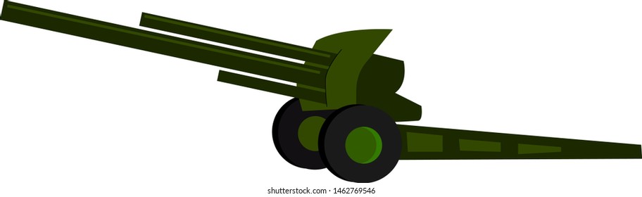 Green howitzer. illustration. vector on white background.