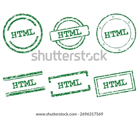 Green html stamps on white