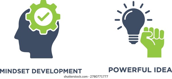 Green human head silhouette with lightbulb idea concept vector illustration