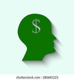 Green human profile picture with shadow