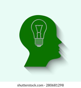 Green human profile picture with shadow