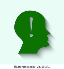 Green human profile picture with shadow