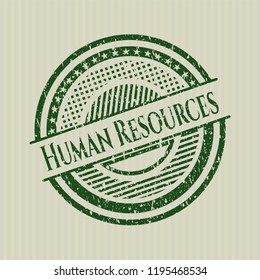Green Human Resources distressed rubber seal with grunge texture