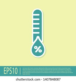 Green Humidity icon isolated on yellow background. Weather and meteorology, thermometer symbol. Vector Illustration