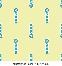 Green Humidity icon isolated seamless pattern on yellow background. Weather and meteorology, thermometer symbol. Vector Illustration