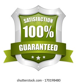 Green hundred percent satisfaction shield