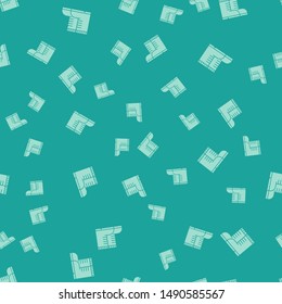 Green Hunter boots icon isolated seamless pattern on green background.  Vector Illustration