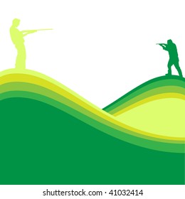 green hunter frame, vector illustration