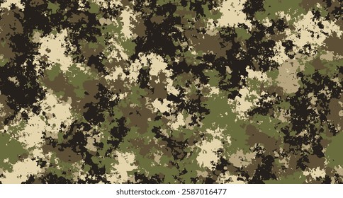 Green hunting camouflage. Military camouflage. Illustration. Vector abstract grunge camouflage seamless pattern.
