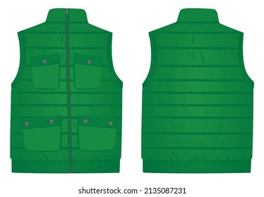 Green Hunting Vest. Vector Illustration