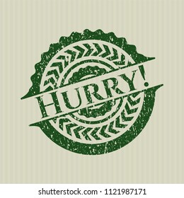 Green Hurry! distress grunge stamp