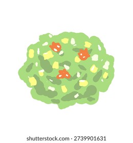 Green Hydrangea or Moss Style Wagashi Illustration