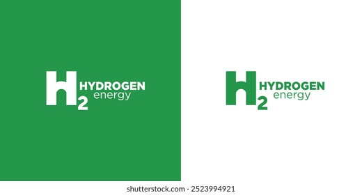 Green Hydrogen H2 logo stamp . Renewable eco energy. Production of green hydrogen energy. Renewable electricity source. Icon and sign. Vector Illustration