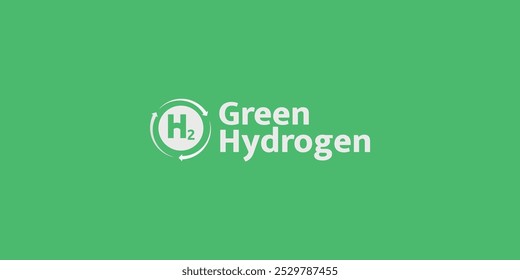 Carimbo do logotipo Green Hydrogen H2 . Energia ecológica renovável. Produção de energia de hidrogênio verde. Fonte de eletricidade renovável. Ícone e sinal. Ilustração de vetor