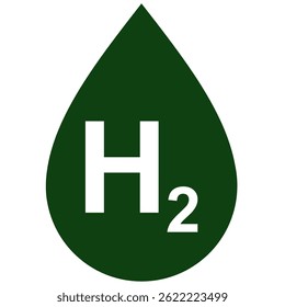 Green hydrogen icon vector for clean fuel and energy source. Ideal for sustainable transport, zero emission, and alternative energy technology illustration.