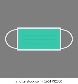 green hygienic mask isolated on grey background. vector illustration